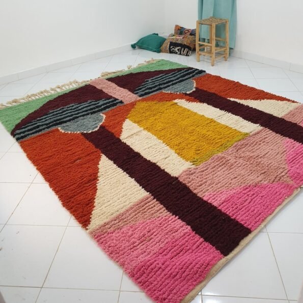 KRIBI | 10x8 ft | 3x2,5 m | Moroccan Colorful Rug | 100% wool handmade - Image 7