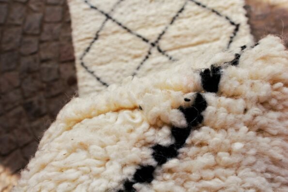 MAYA | BENI OUARAIN "Runner" Black & White Rug | 100% wool handmade in Morocco - Image 4