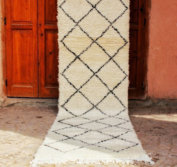 MAYA | BENI OUARAIN "Runner" Black & White Rug | 100% wool handmade in Morocco - Image 3