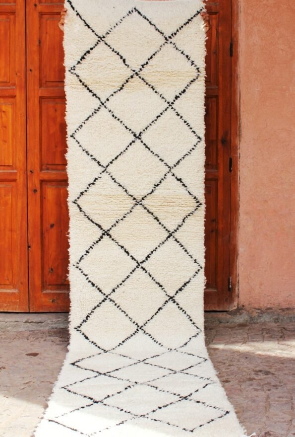 MAYA | BENI OUARAIN "Runner" Black & White Rug | 100% wool handmade in Morocco - Image 2