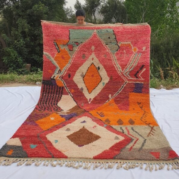 MENSSI | 9'5x6'5 Ft | 3x2 m | Moroccan Colorful Rug | 100% wool handmade