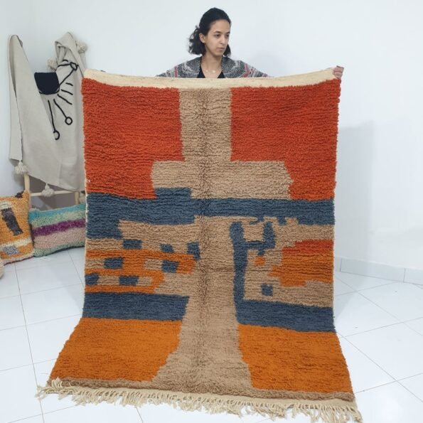 MIBRY | 7x5 Ft | 214x150 cm | Moroccan Colorful Rug | 100% wool handmade