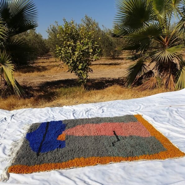 MINAWRA | 5'9x4'3 Ft | 180x130 cm | Moroccan Colorful Rug | 100% wool handmade - Image 7