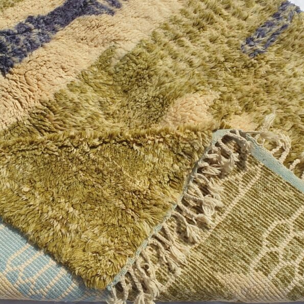 Moroccan Beni Ouarain Green & Blue Rug | KIZAM | 7'5 x 5'6 Ft | 2,3x1,7 m | 100% wool handmade - Image 4