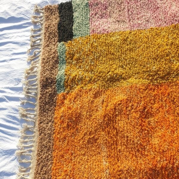 MOROCCAN BOUJAAD RUG | Moroccan Berber Rug | Orange Rug Moroccan Carpet | Authentic Handmade Berber Bedroom Rugs | 10'1x6'6 Ft | 3x2 m - Image 3