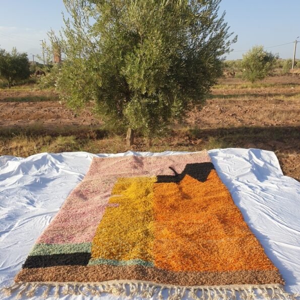 MOROCCAN BOUJAAD RUG | Moroccan Berber Rug | Orange Rug Moroccan Carpet | Authentic Handmade Berber Bedroom Rugs | 10'1x6'6 Ft | 3x2 m - Image 2