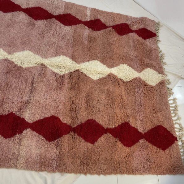 Moroccan Peach Beni Rug | BENIASSIF | 10 x 7'3 Ft | 3x2,21 m | 100% wool handmade - Image 3