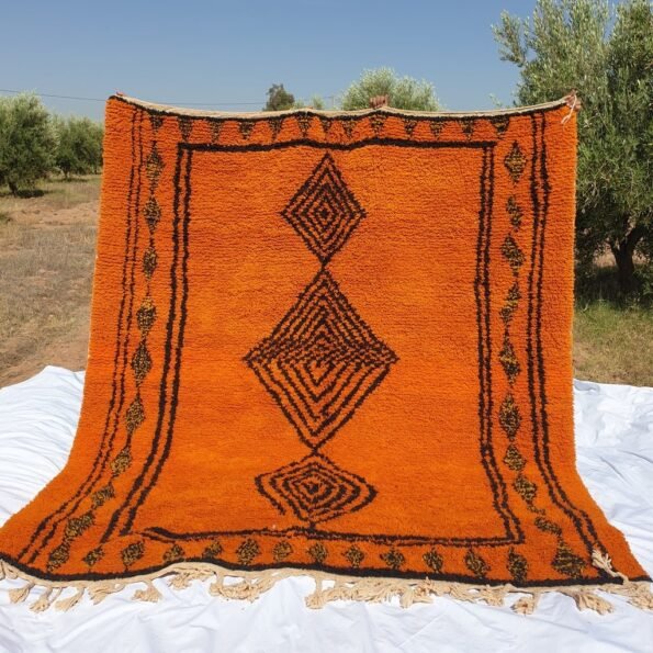 Moroccan Rug Orange Boujaad | 9x8 Ft | 2,80x2,46 m | PICATA | 100% wool handmade