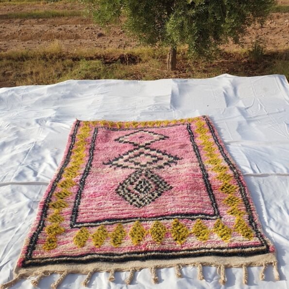 ROWARDA Moroccan Boujaad Pink Rug | 8x5 Ft | 2,45x1,50 m | 100% wool handmade - Image 2