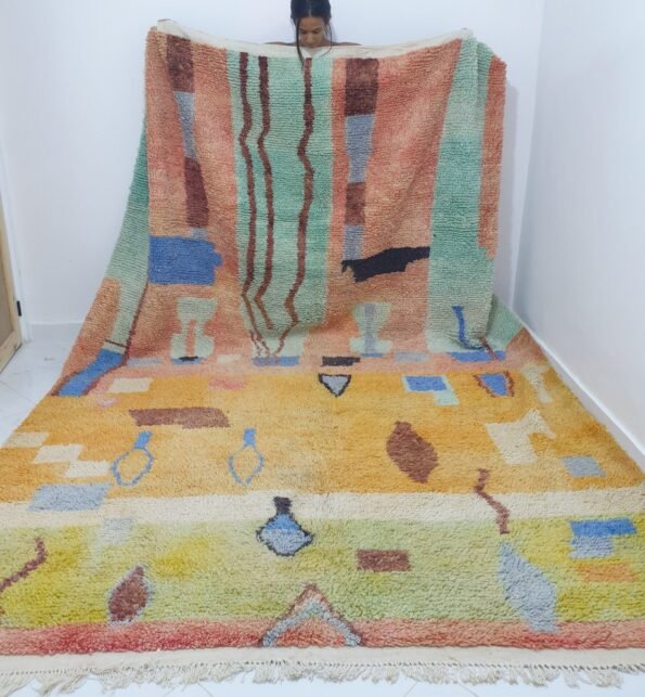 SIMIHALWA | 8'x11' Ft | Moroccan Colorful Rug | 100% wool handmade