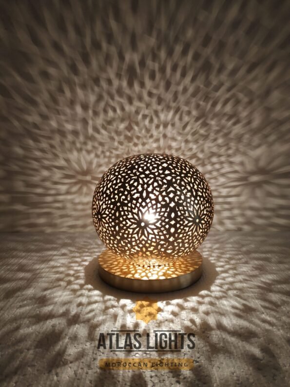 Moroccan Table Lamp Lighting Engraved ball Brass