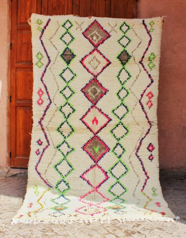 TITRIT | BENI OUARAIN White Rug | 100% wool handmade in Morocco - Image 4