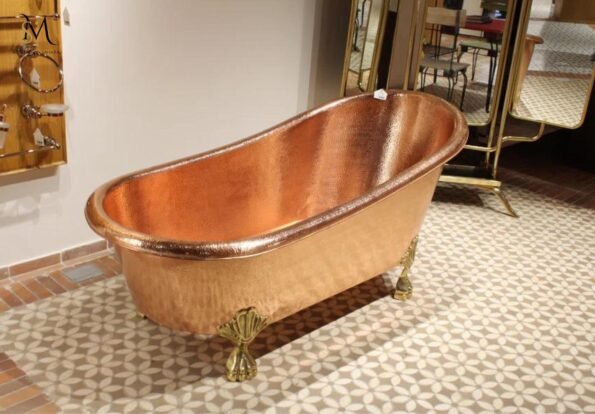 Antique Copper Bathtub - Vintage Freestanding Luxury Tub for Bathroom - Copper Slipper Bath - Solid Copper - Handmade Bathtub