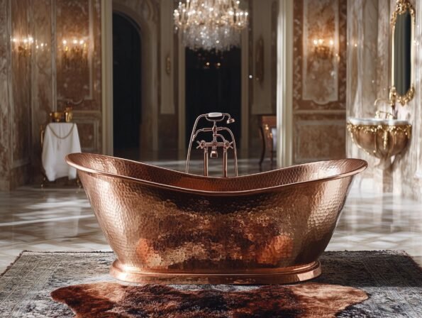 Antique Copper Bathtub - Vintage Freestanding Luxury Tub for Bathroom - Copper Slipper Bath - Solid Copper - Handmade Bathtub