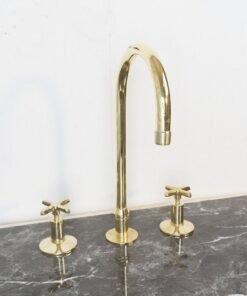 Handmade Widespread Unlacquered Brass Kitchen Faucet