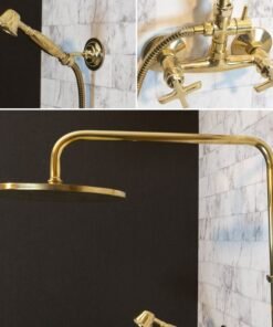 Antique Brass Exposed shower Head with Handheld