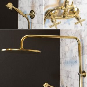 Antique Brass Exposed shower Head with Handheld