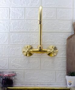 Unlacquered Brass Kitchen Wall Mount Faucet ISF43, Laundry Faucet