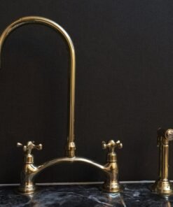 Unlacquered Brass Kitchen Bridge Faucet Vectorian Style