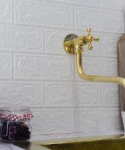 Unlacquered Brass Pot Filler Kitchen Faucet, Traditional Solid Brass Faucet with Cross Handle
