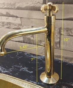 Solid brass vertical single handle sink faucet - handmade bathroom faucet
