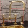 Solid brass swan bridge faucet with mixer lever - kitchen faucet
