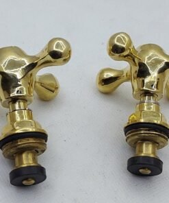 Set Of 2 Handmade Brass Solid Faucet Handles - Valve Handles - Cross Handle Set