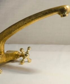 wall mount tub filler with two cross handles, hand etched