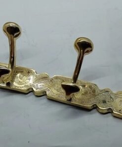 Engraved Brass Solid Coat Hanger With Three Or Four Hooks - Clothes Hooks Wall Mount - 100% Moroccan