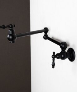 Black Brass Pot Filler With Copper Cross Handles
