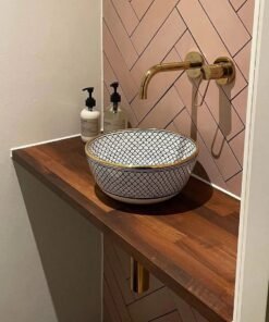 Mid Century Modern Single Handle Unlacquered Brass Wall Faucet Hot and Cold Water