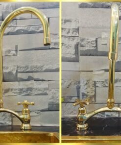 Classic Unlacquered Brass Bridge Faucet With Gooseneck Spout - Vessel Sink Faucet