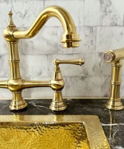 Unlacquered Brass Deck Mount Column Spout 3 Leg With Sidespray