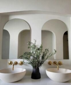 Unlacquered brass wall mounted bathroom vessel sink faucet with cross handles tap
