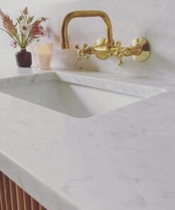 Brass wall mount bath faucet, unlacquered Bathroom Faucet