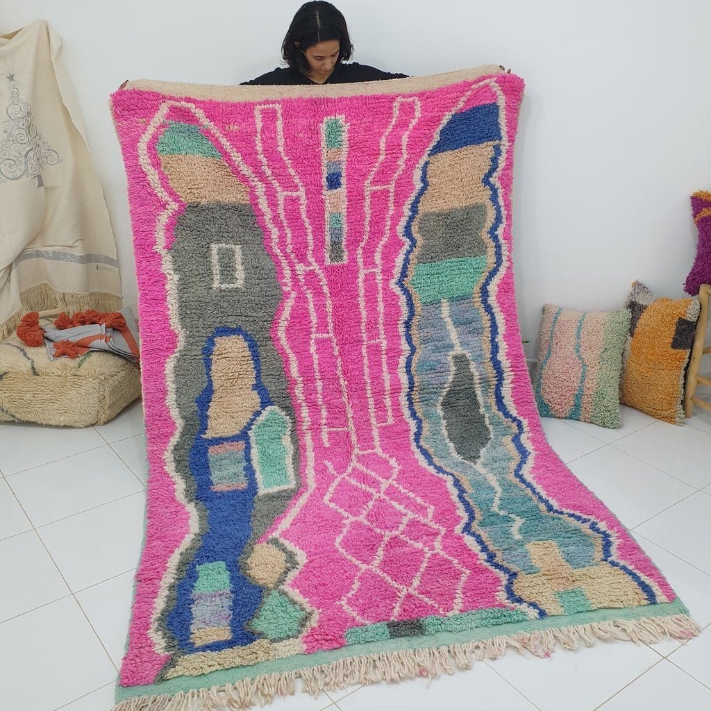 AKAR | 8'2x5'2 Ft | 2,50x1,58 m | Moroccan Colorful Rug | 100% wool handmade