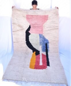 AMEZARE | 8x5 Ft | 2.5x1.5 m | Moroccan White Rug | 100% wool handmade