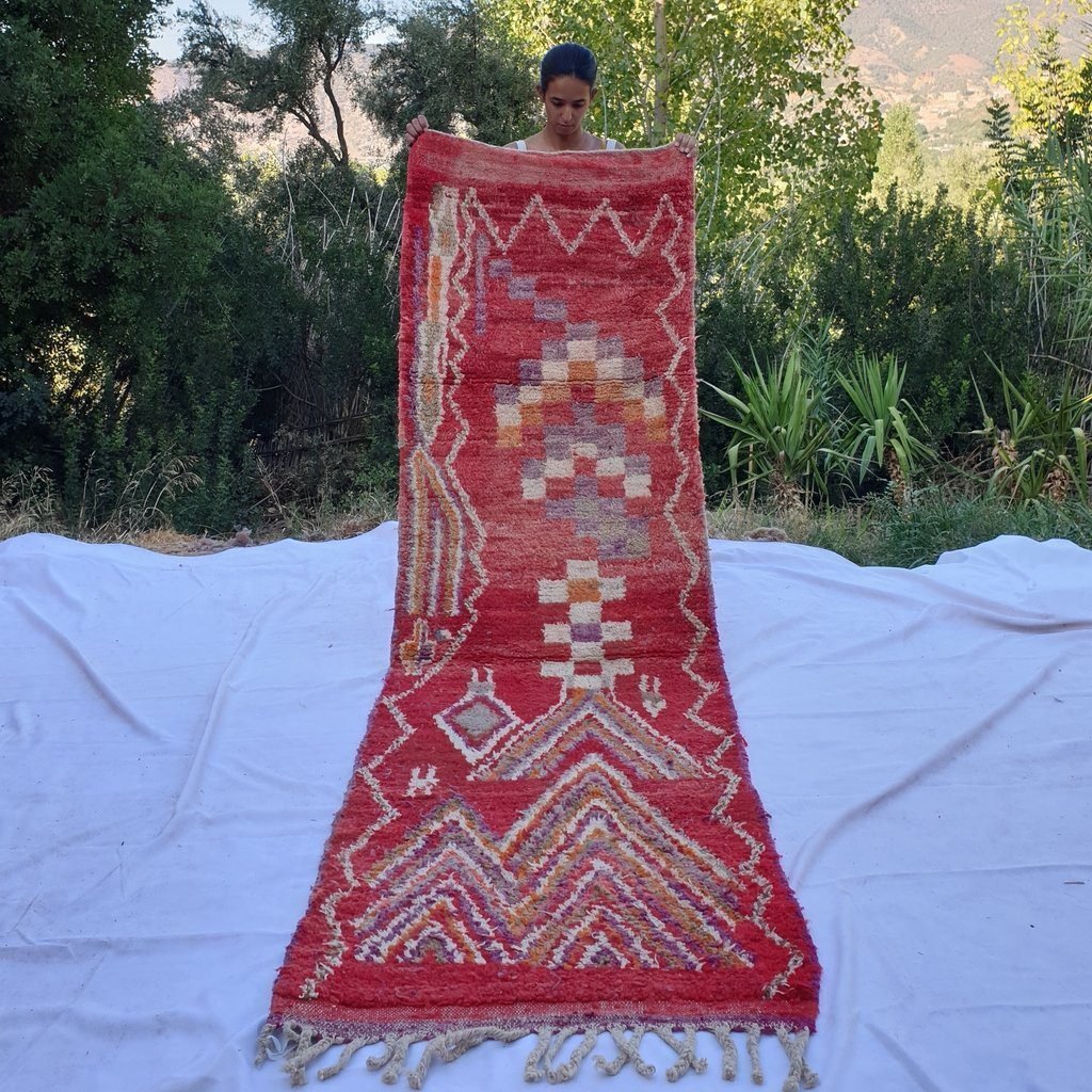AWRAY Runner | 9'5x2'8 Ft | 2,90x0,85 m | Moroccan Colorful Rug | 100% wool handmade