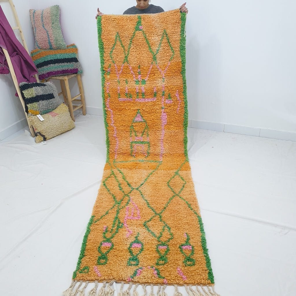 AWTRIG Runner | 9'5x2'8 Ft | 2,90x0,86 m | Moroccan Colorful Rug | 100% wool handmade