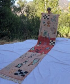 BARAKA Runner | 12'4x2'6 Ft | 3,78x0,80 m | Moroccan Colorful Rug | 100% wool handmade
