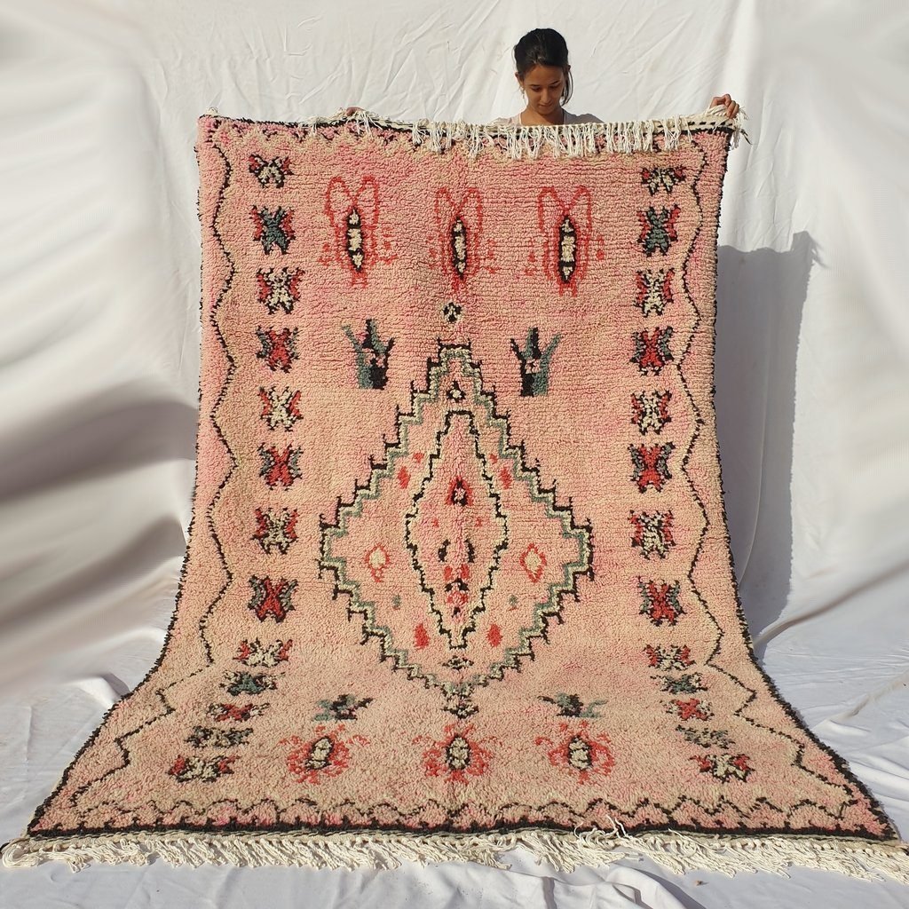 BELDIA | 9'2x5'7 Ft | 2,80x1,74 m | Moroccan VINTAGE STYLE Colorful Rug | 100% wool handmade