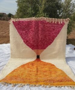 Beni Ouarain Moroccan Rug Orange Pink Authentic and Soft | 9'9 x 6'7 Ft | 3x2 m | JABAL | 100% wool handmade