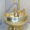 Solid Brass Vessel Sink and Bathroom Faucet Set, Hand Engraved Morocco Sink
