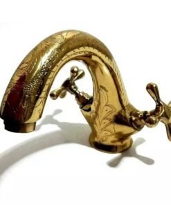 Bathroom Kichen Faucet Hand Engraved Moroccan Brass Gold Color Faucet Tap