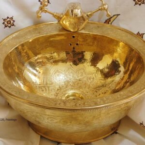 Antique Sink - Brass Sinnk - Hand Hammered Engraved Golden Sink - Oval Engraved Finish Engraved Sink - Farmhouse Vessel Sink - Bar Sink