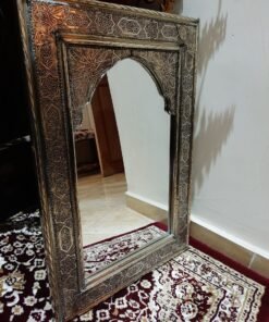 Moroccan Mirror, 59cm/40cm, 100% Handmade, Silver Color, Wall Mirror, Engraved Metal