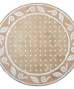 Patio Round beige Coffee Tiles Table in Moroccan Mosaic For Outdoor and Indoor