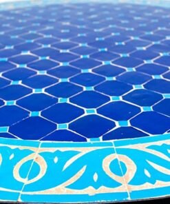 Handcrafts Round Blue Mosaic Tile Dining Room table