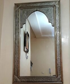 Moroccan Mirror - wall mirror - large mirror - silver color - handmade mirror - engraved metal