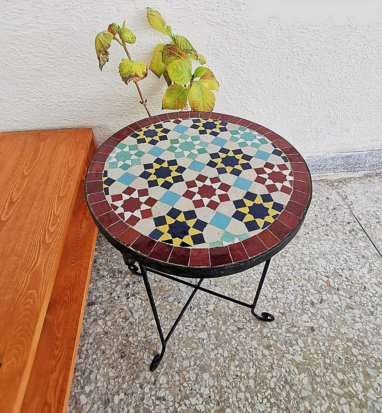 CUSTOMIZABLE Garden Patio Handmade Outdoor Decor Table - CUSTOM Mid Century Table- Farmhouse Handmade Colorful Artwork